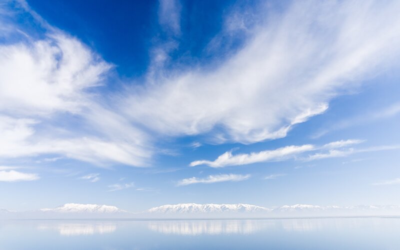 Snow-capped Mountains — Blue, Serene, Photograph, Sky, Clouds