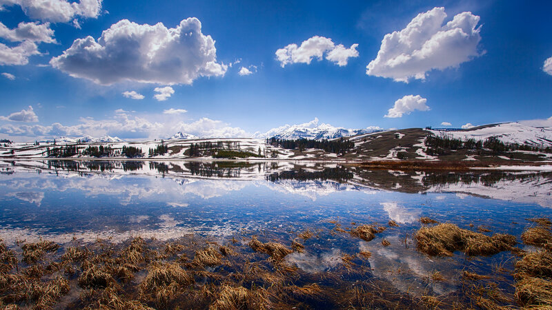 Snow-capped Mountains — Blue, Serene, Spring, Photograph, Clouds