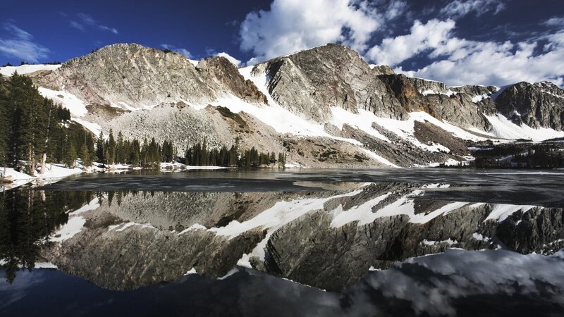 Snow-capped Mountains — Blue, Serene, Spring, Photograph, Lake, Trees