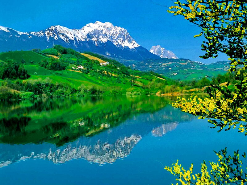 Snow-capped Mountains — Blue, Serene, Spring, Photograph