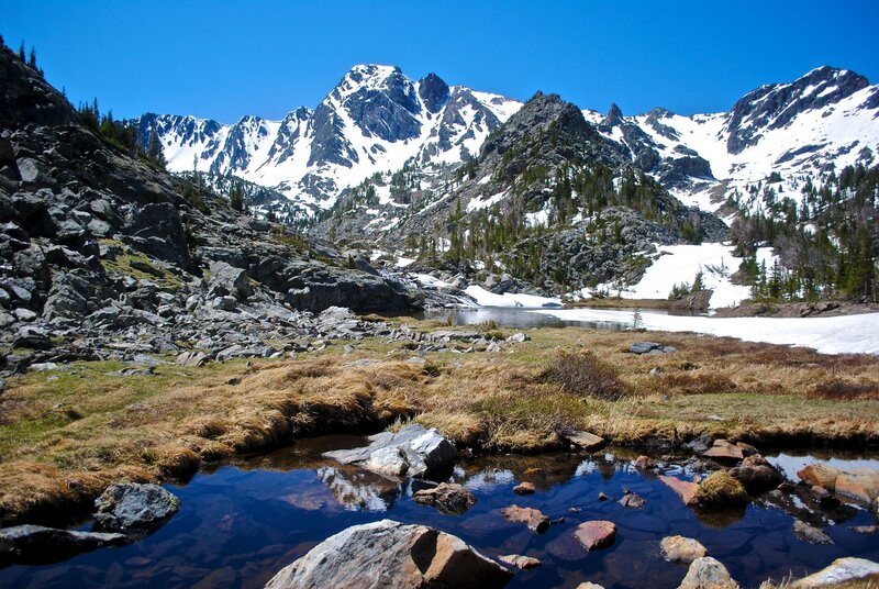 Snow-capped Mountains — Blue, Serene, Summer, Photograph, Lake, Rocks, Trees