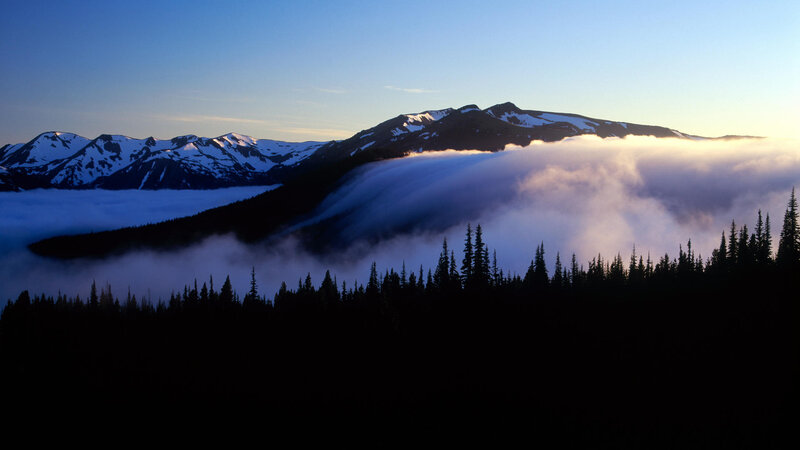 Snow-capped Mountains — Blue, Serene, Sunrise, Photograph, Clouds, Forest
