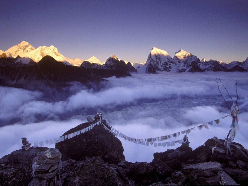 Snow-capped Mountains — Blue, Serene, Sunrise, Photograph, Clouds
