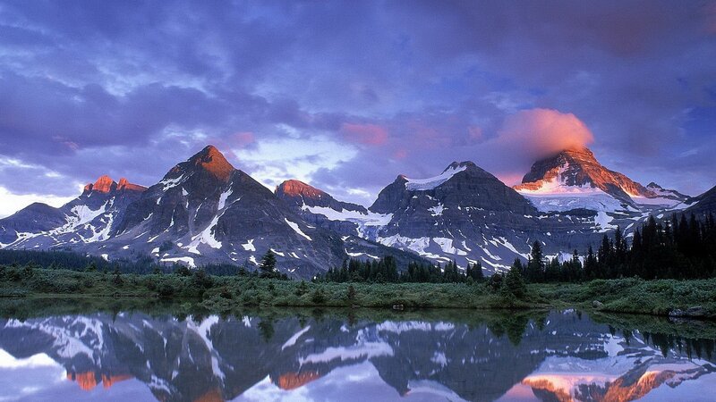 Snow-capped Mountains — Blue, Serene, Sunrise, Photograph, Lake, Forest, Clouds
