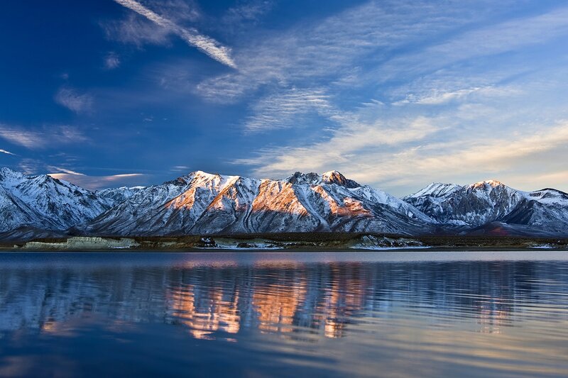 Snow-capped Mountains — Blue, Serene, Sunrise, Photograph, Lake, Sky