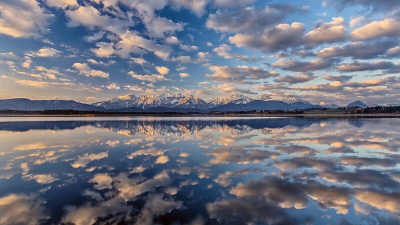 Snow-capped Mountains — Blue, Serene, Sunset, Photograph, Clouds