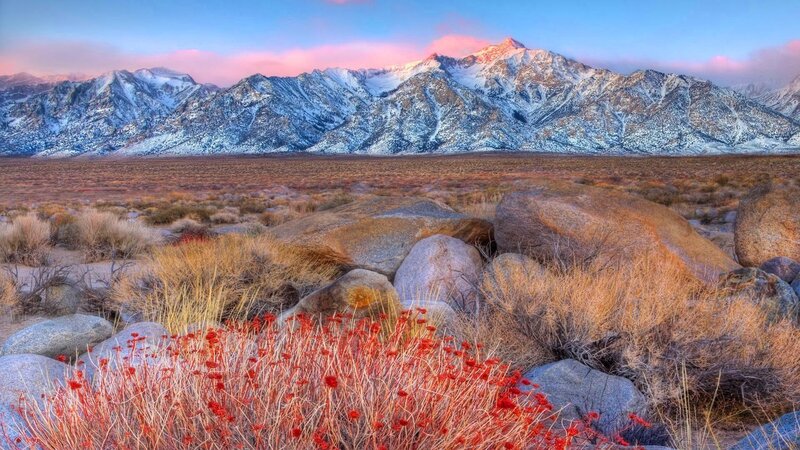 Snow-capped Mountains — Blue, Serene, Sunset, Photograph, Desert
