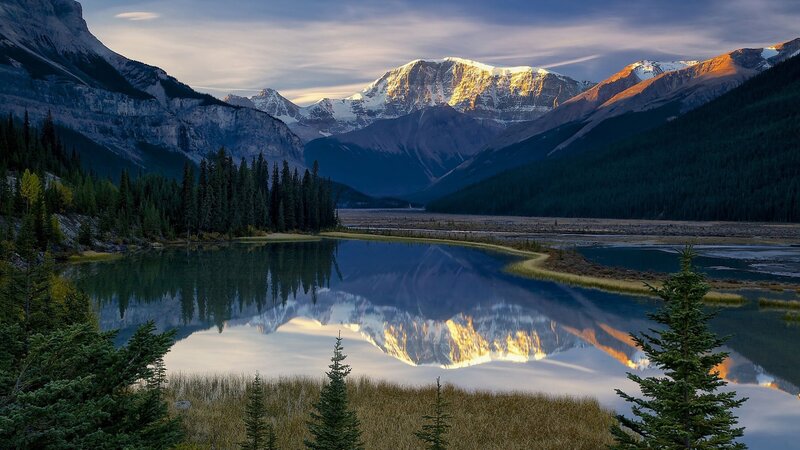 Snow-capped Mountains — Blue, Serene, Sunset, Photograph, Lake, Forest, Reflection