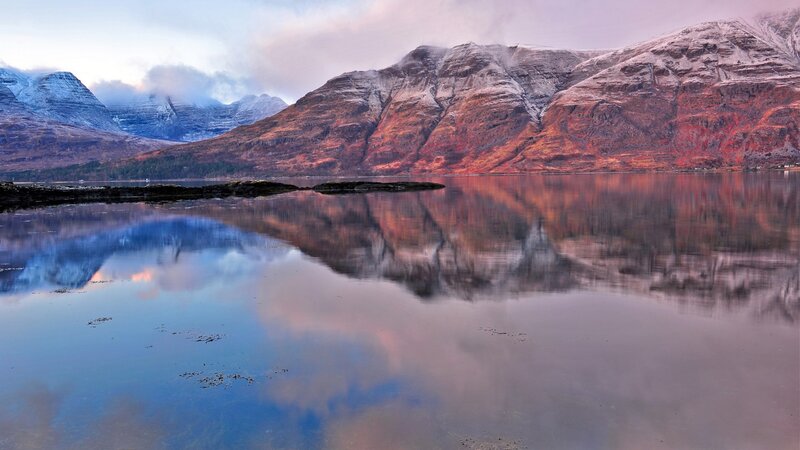 Snow-capped Mountains — Blue, Serene, Sunset, Photograph, Lake, Reflection
