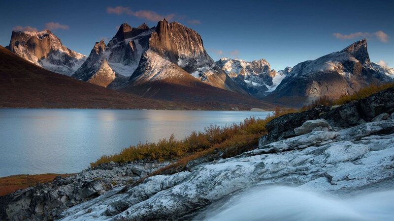 Snow-capped Mountains — Blue, Serene, Sunset, Photograph, Lake, Rocks