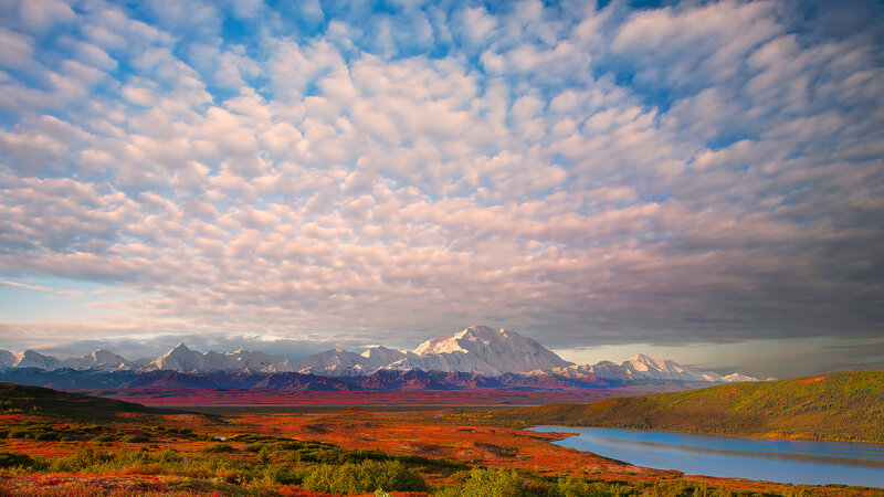 Snow-capped Mountains — Blue, Serene, Sunset, Photograph, Lake, Tundra