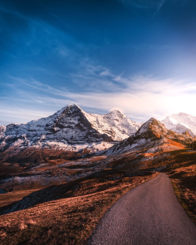 Snow-capped Mountains — Blue, Serene, Sunset, Photograph, Mountain Range