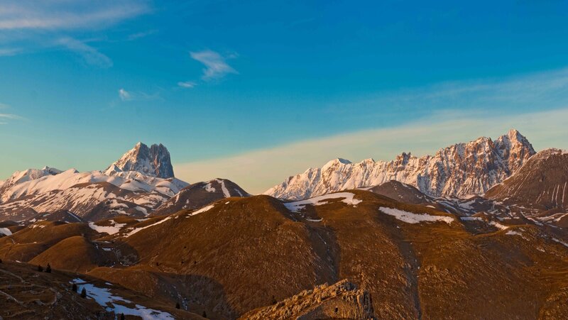 Snow-capped Mountains — Blue, Serene, Sunset, Photograph, Sky, Snow