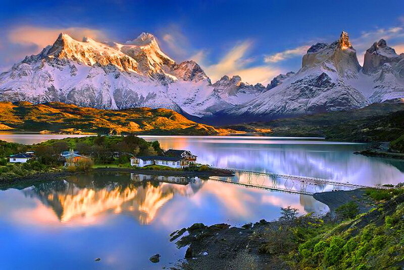 Snow-capped Mountains — Blue, Serene, Sunset, Photograph