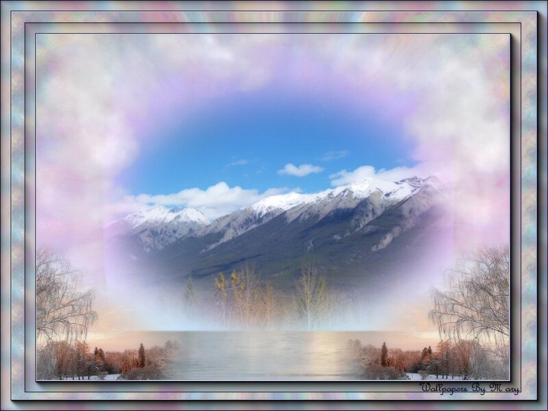 Snow-capped Mountains — Blue, Serene, Winter, Digital Art, Lake