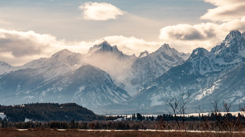 Snow-capped Mountains — Blue, Serene, Winter, Photograph, Clouds
