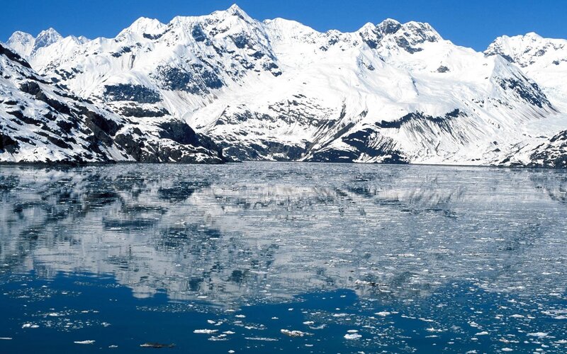 Snow-capped Mountains — Blue, Serene, Winter, Photograph, Ice