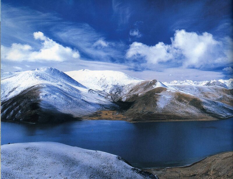 Snow-capped Mountains — Blue, Serene, Winter, Photograph, Lake, Clouds, Hills