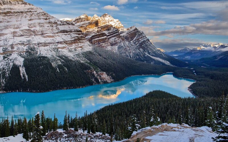 Snow-capped Mountains — Blue, Serene, Winter, Photograph, Lake, Forest, Sky