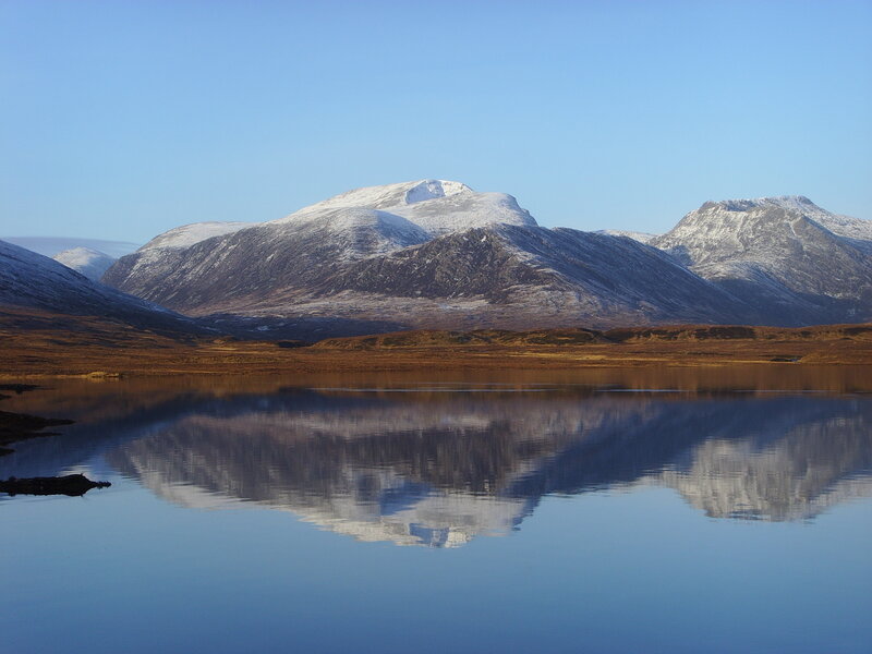 Snow-capped Mountains — Blue, Serene, Winter, Photograph, Lake, Reflection, Hills, Brown