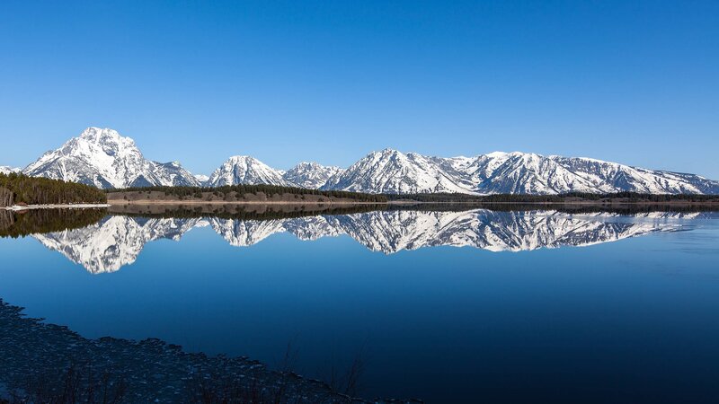 Snow-capped Mountains — Blue, Serene, Winter, Photograph, Lake, Reflection