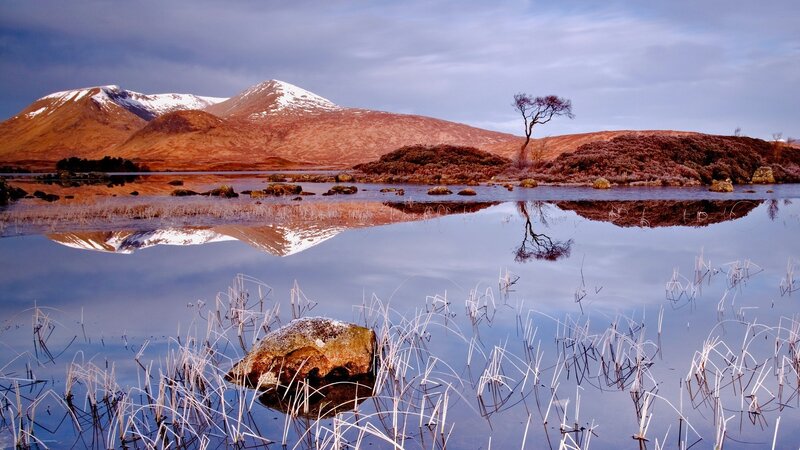 Snow-capped Mountains — Blue, Serene, Winter, Photograph, Lake, Tree