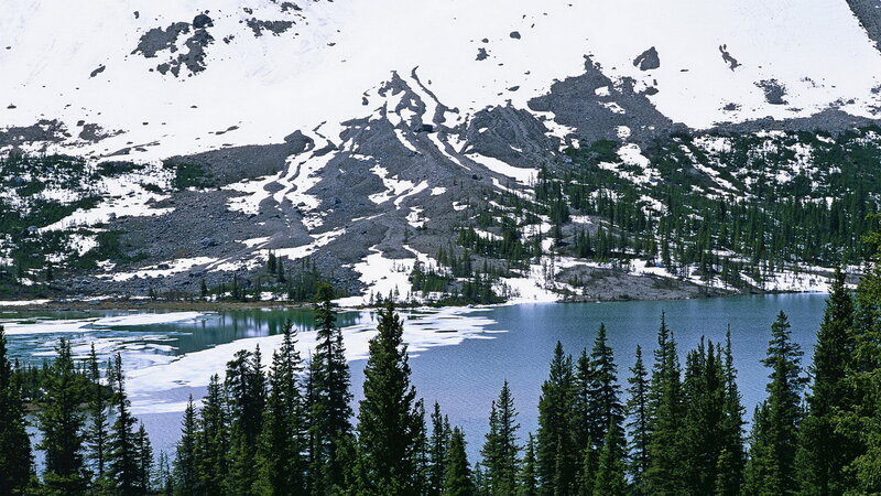 Snow-capped Mountains — Blue, Serene, Winter, Photograph, Lake, Trees, Snow