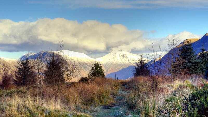 Snow-capped Mountains — Blue, Serene, Winter, Photograph, Trees