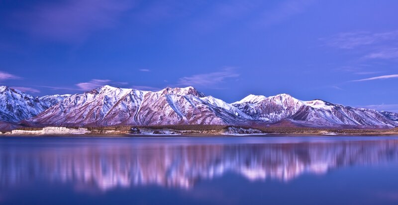 Snow-capped Mountains — Blue, Sunset