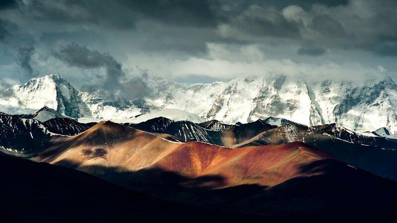 Snow-capped Mountains — Brown, Dramatic, Afternoon, Photograph, Clouds