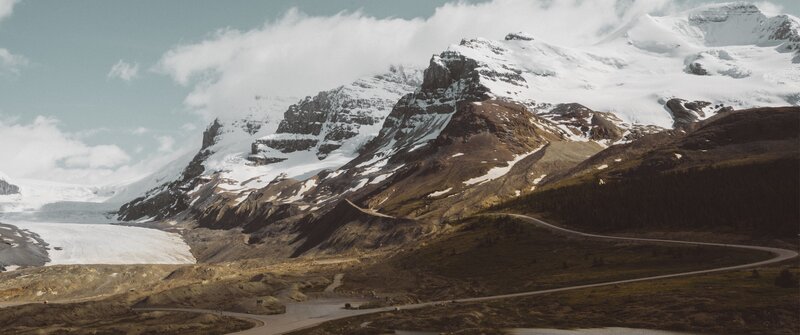 Snow-capped Mountains — Brown, Dramatic, Afternoon, Photograph, Road