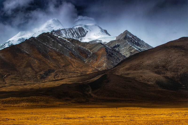 Snow-capped Mountains — Brown, Dramatic, Photograph, Clouds, Plain