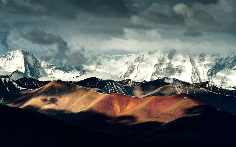 Snow-capped Mountains — Brown, Dramatic, Photograph, Clouds, Snow
