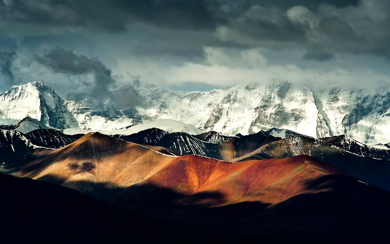 Snow-capped Mountains — Brown, Dramatic, Photograph
