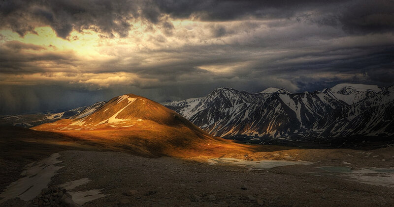 Snow-capped Mountains — Brown, Dramatic, Sunset, Photograph, Clouds