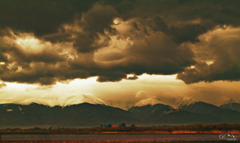 Snow-capped Mountains — Brown, Dramatic, Sunset, Photograph