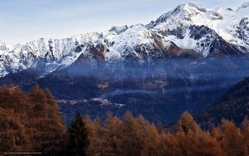 Snow-capped Mountains — Brown, Serene, Autumn, Photograph