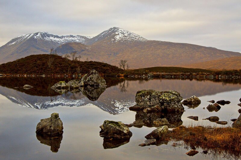 Snow-capped Mountains — Brown, Serene, Autumn