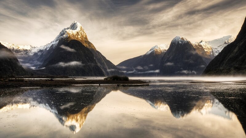 Snow-capped Mountains — Brown, Serene, Morning