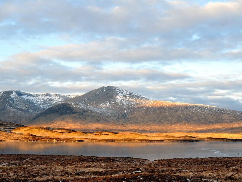 Snow-capped Mountains — Brown, Serene, Sunset, Photograph