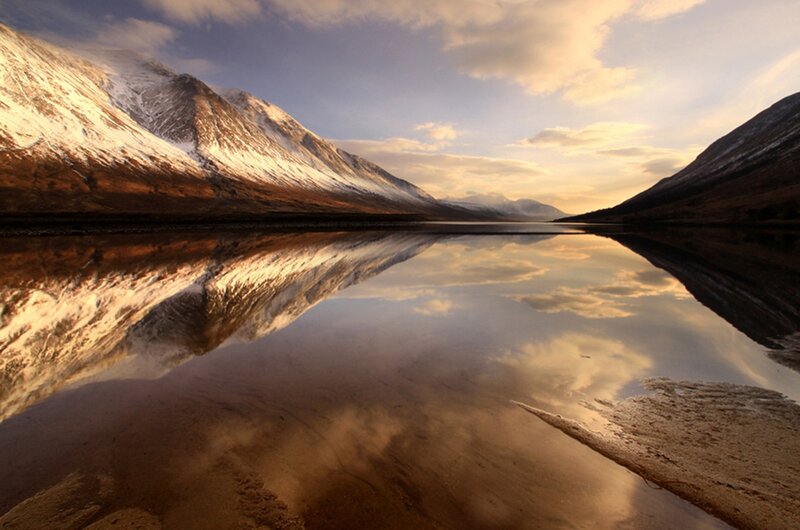 Snow-capped Mountains — Brown, Serene, Sunset