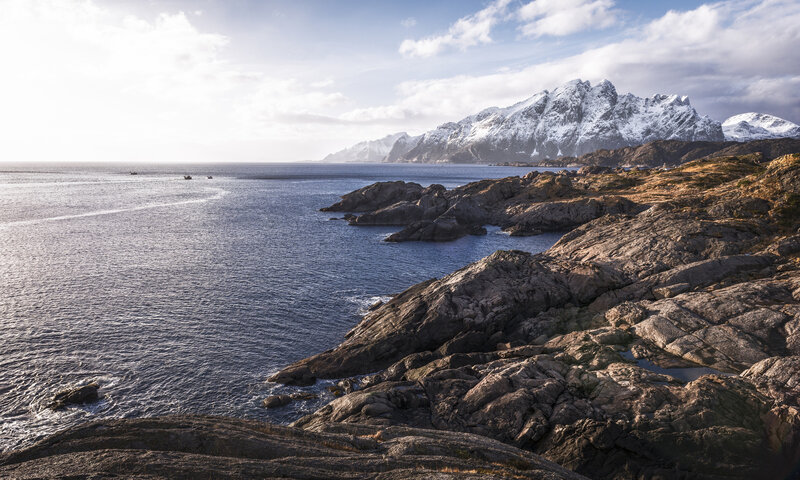 Snow-capped Mountains by Sea — Blue