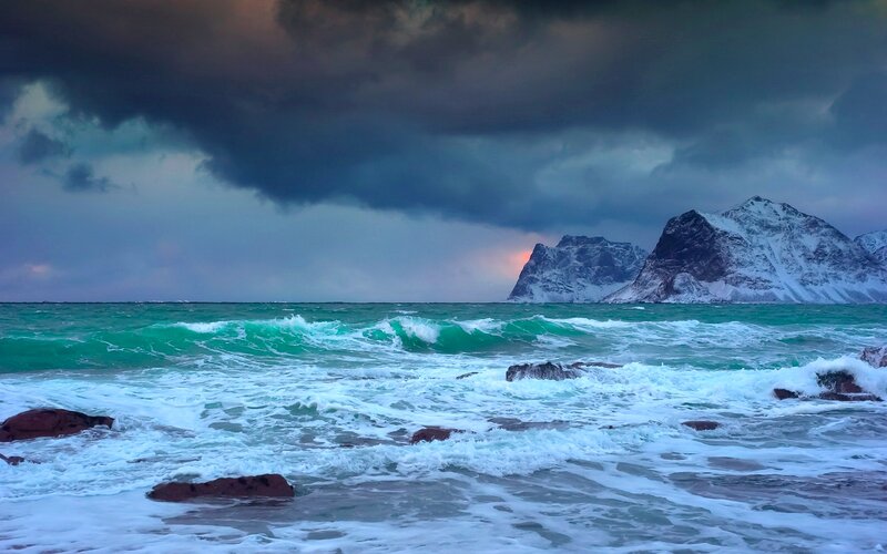 Snow-capped Mountains by Sea