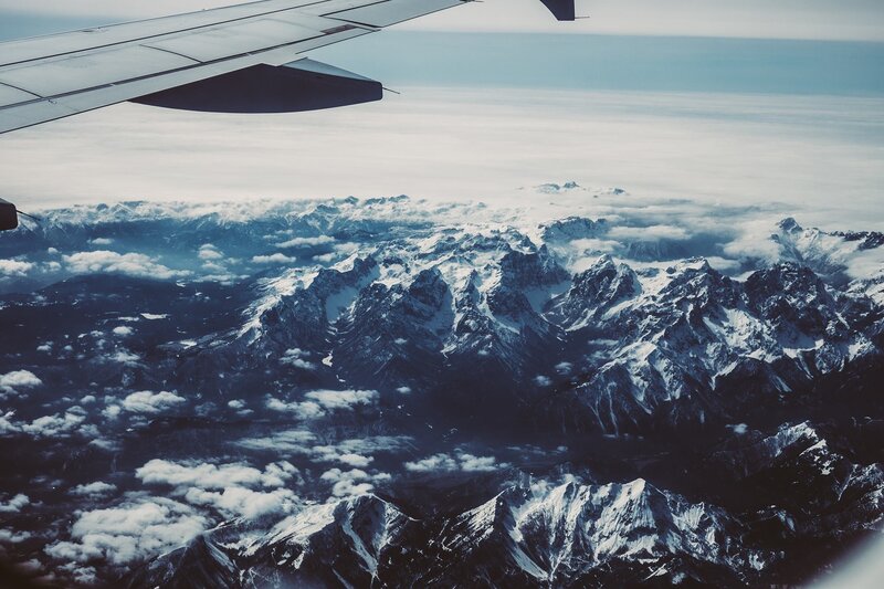 Snow-capped Mountains from Plane
