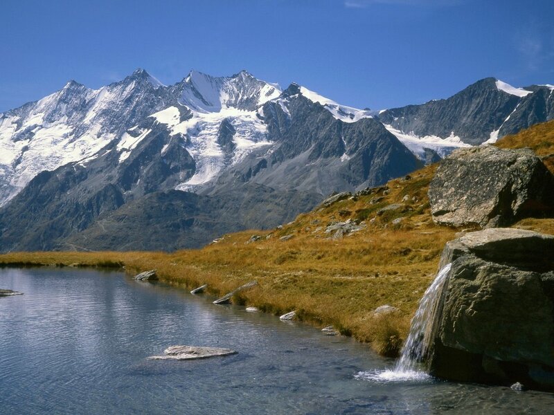 Snow-capped Mountains — Grass