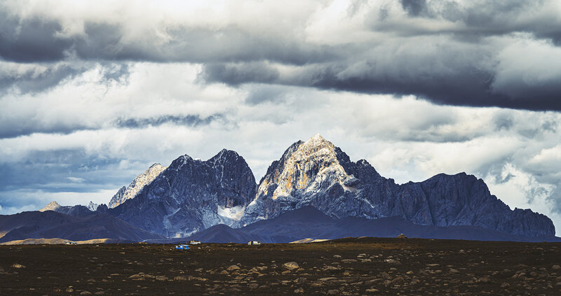 Snow-capped Mountains — Gray, Dramatic, Afternoon, Photograph, Clouds
