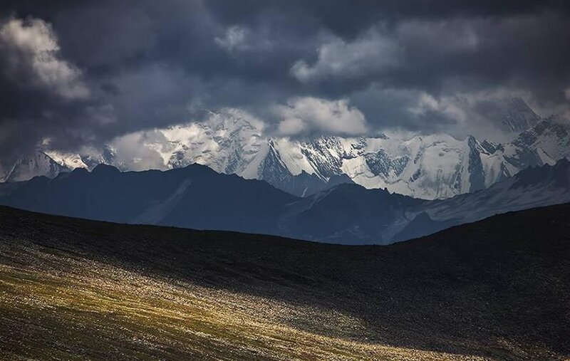 Snow-capped Mountains — Gray, Dramatic, Afternoon, Photograph