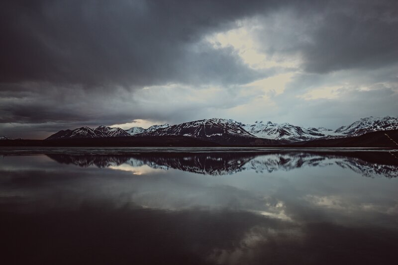 Snow-capped Mountains — Gray, Dramatic, Night