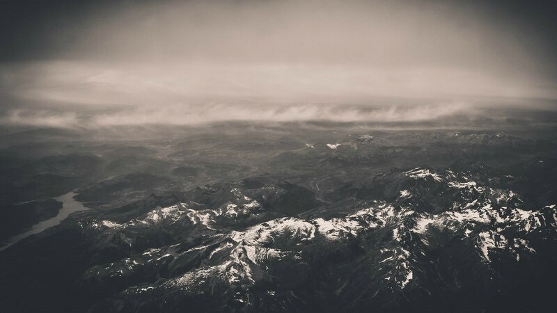 Snow-capped Mountains — Gray, Dramatic, Photograph, Clouds, River