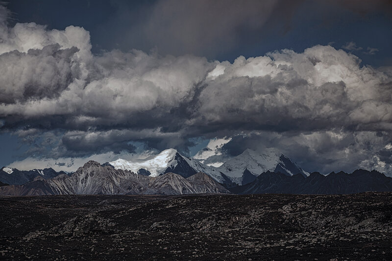 Snow-capped Mountains — Gray, Dramatic, Photograph, Clouds, Rocky Terrain